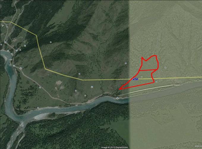 Земельные учаскти у горы Эхнаташ между Катандой и Тюнгуром. Схема расположения на Google Earth